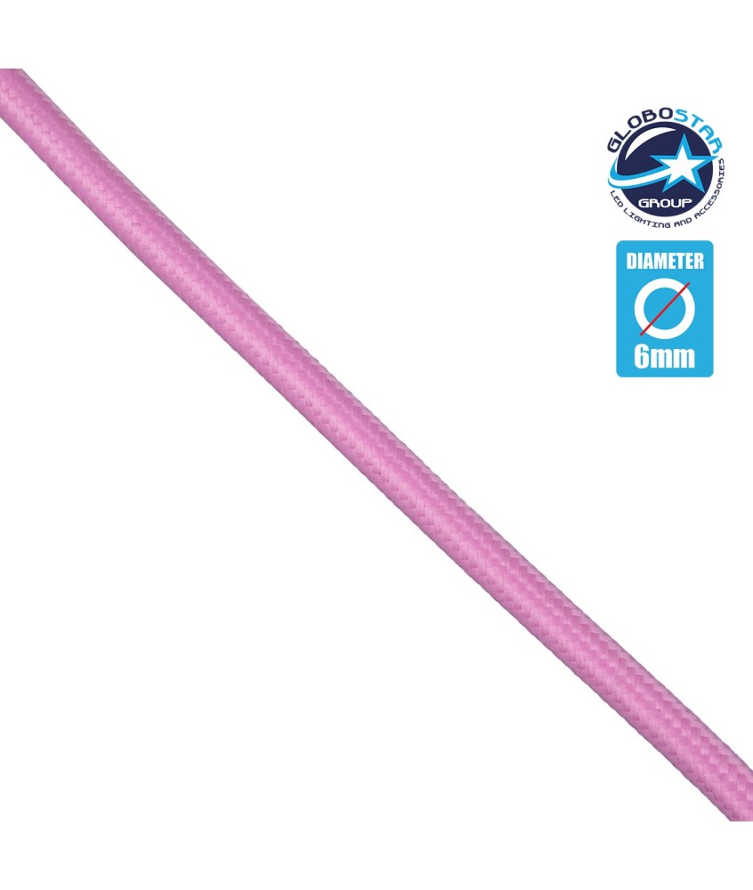 GloboStar® 77604 Στρογγυλό Υφασμάτινο Καλώδιο 1m 2 x 0.75mm² Ροζ